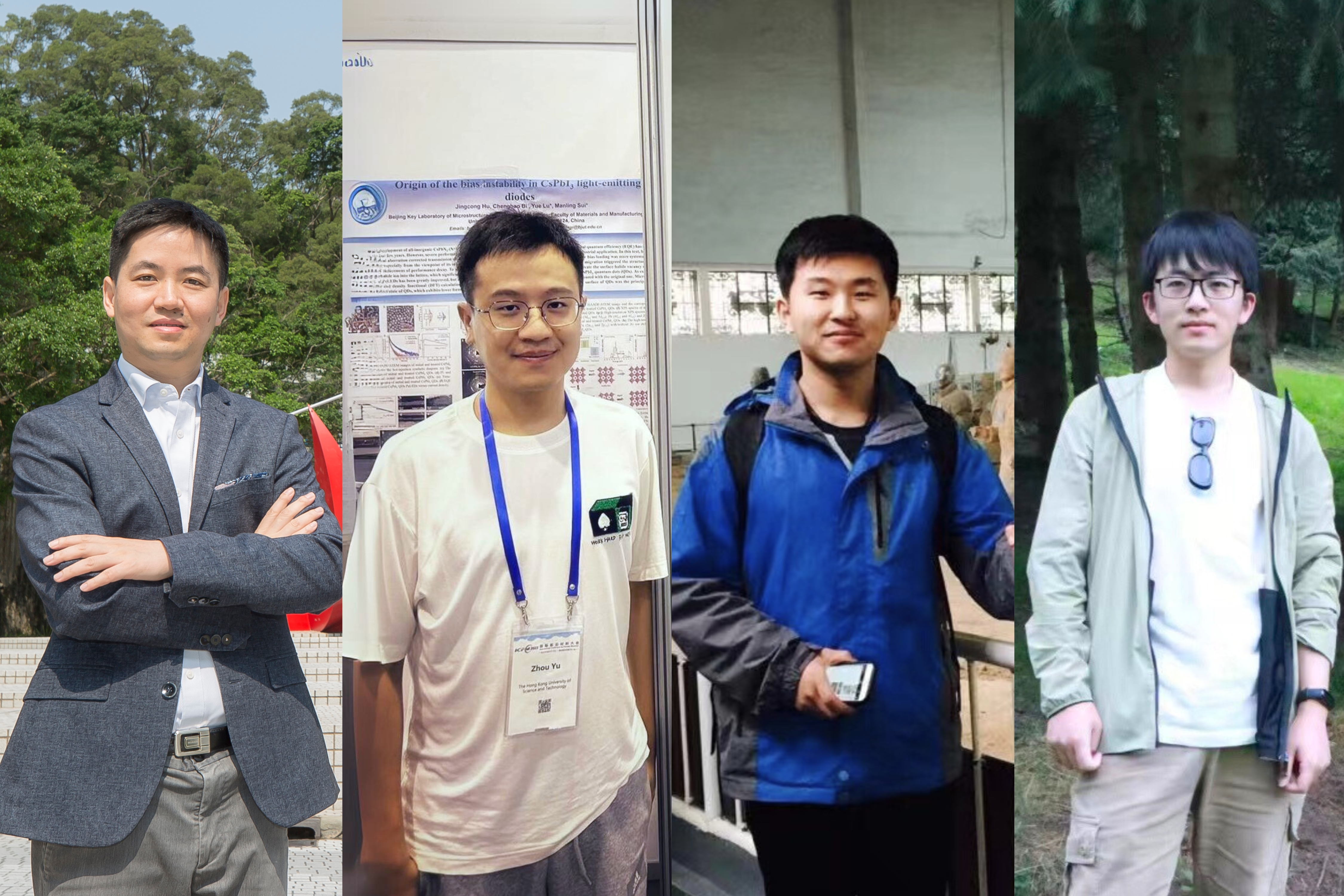 (From left) Prof. Fan Zhiyong and co-first authors Dr. Zhou Yu (postdoc), Dr. Sun Zhibo (postdoc), and Ding Yucheng (PhD student).