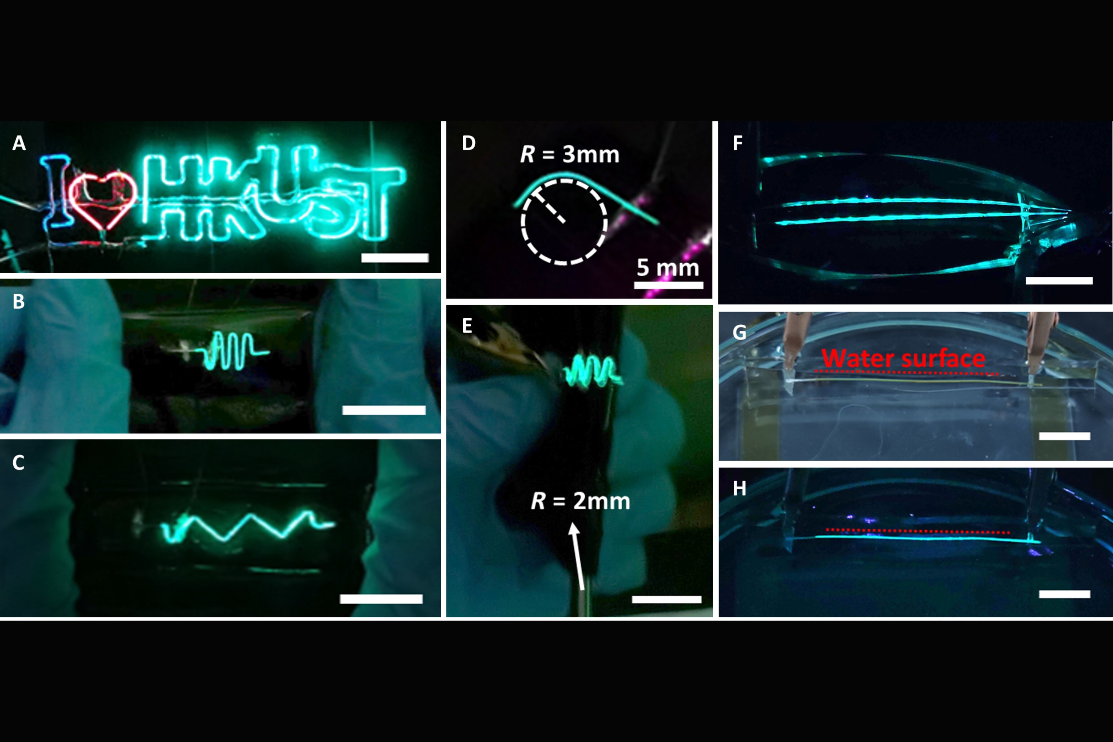 Electroluminescence of flexible full-color Fi-LEDs