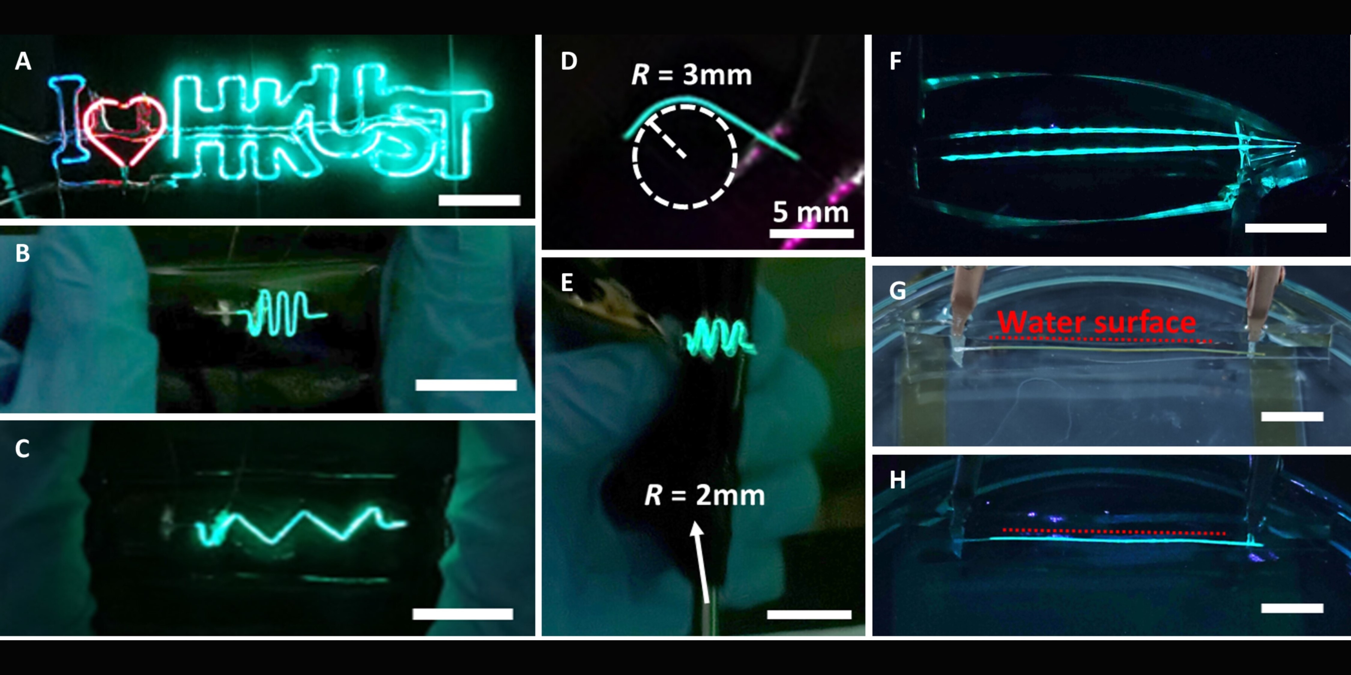 Electroluminescence of flexible full-color Fi-LEDs