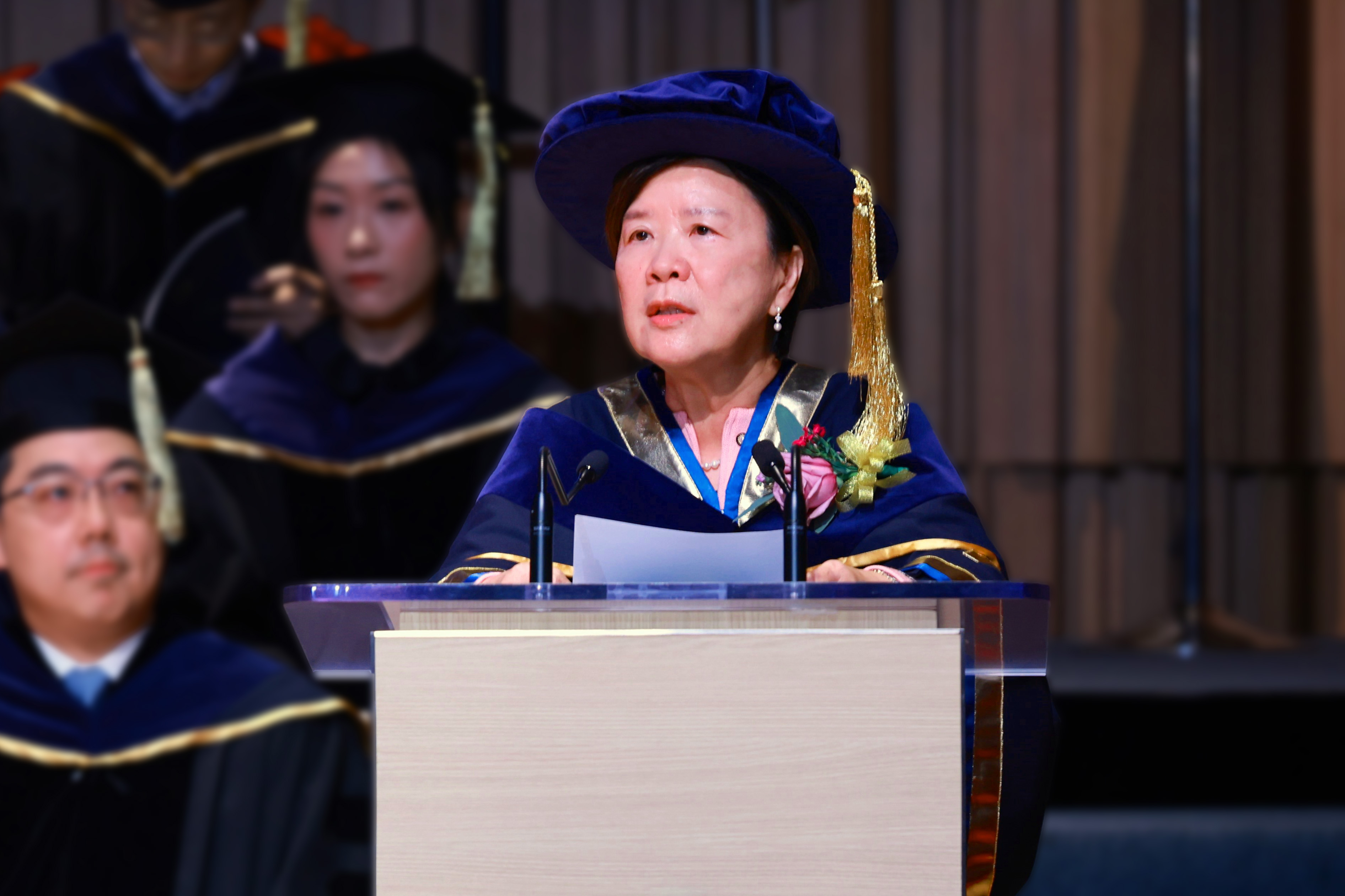 Prof. Nancy IP addresses the ceremony.