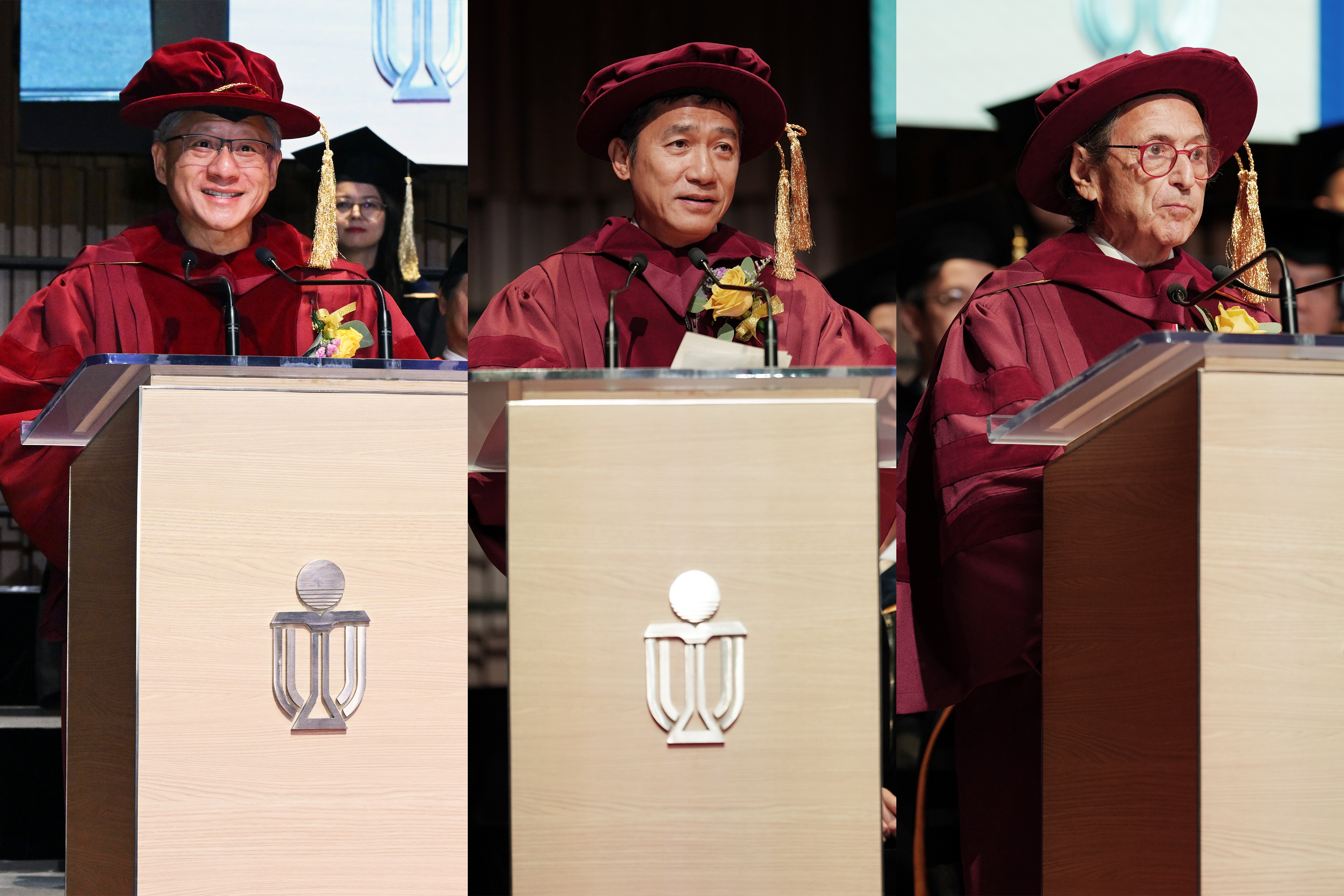 (from left) Dr. Jensen HUANG, Mr. Tony LEUNG Chiu-Wai and Prof. Michael LEVITT