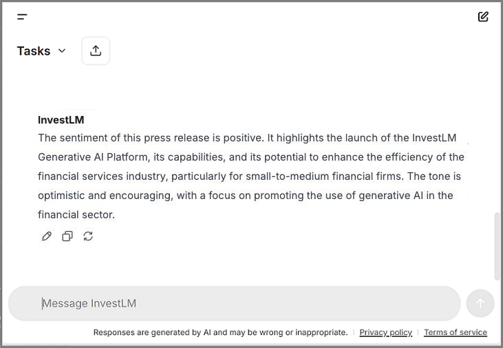 InvestLM's Response: A brief sentiment analysis of the English version of this press release.