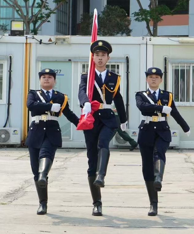 Participating in flag-raising ceremonial marches require rigorous training and teamwork