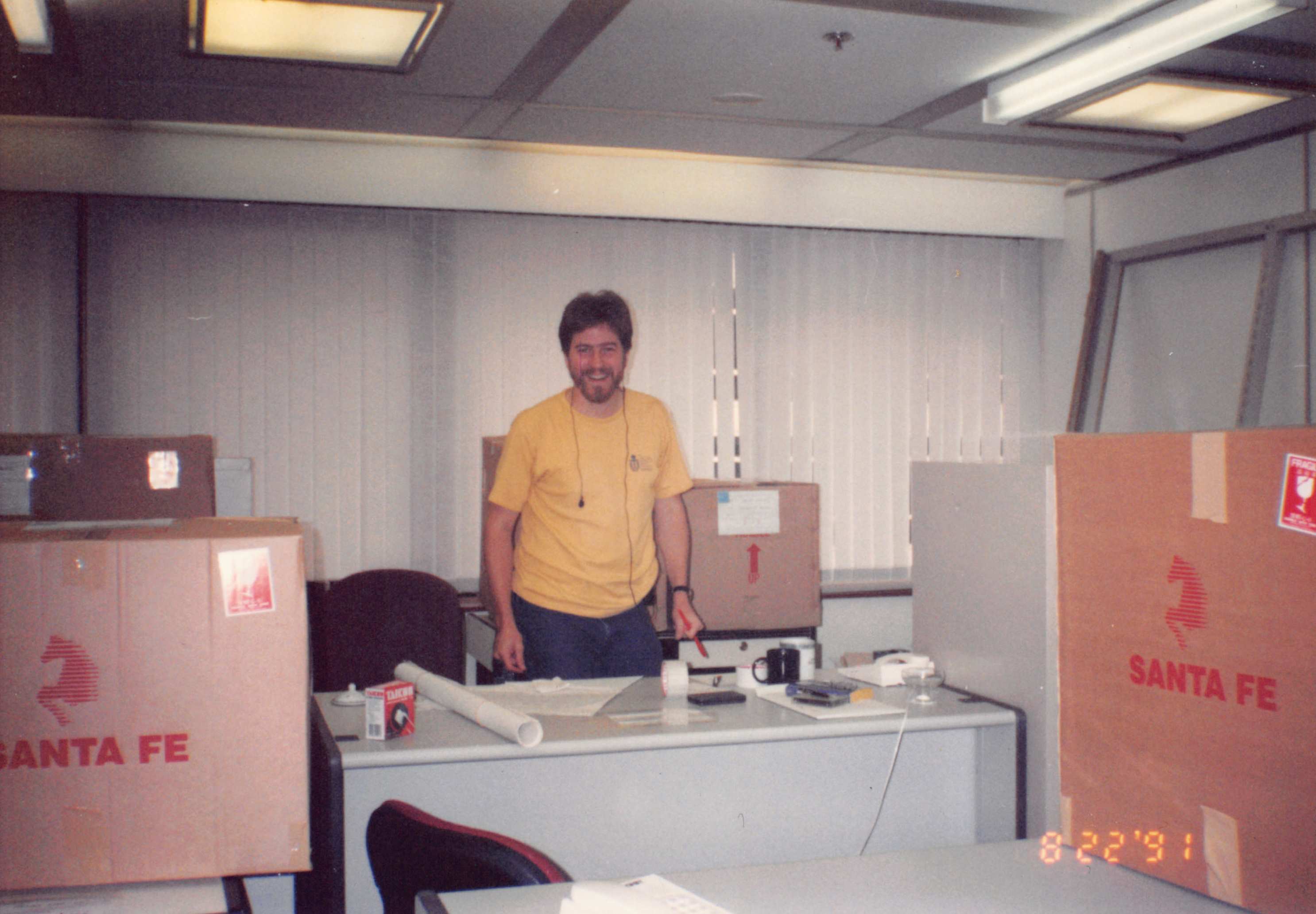 Getting ready to move to the new campus from the Tsim Sha Tsui provisional office in 1991.