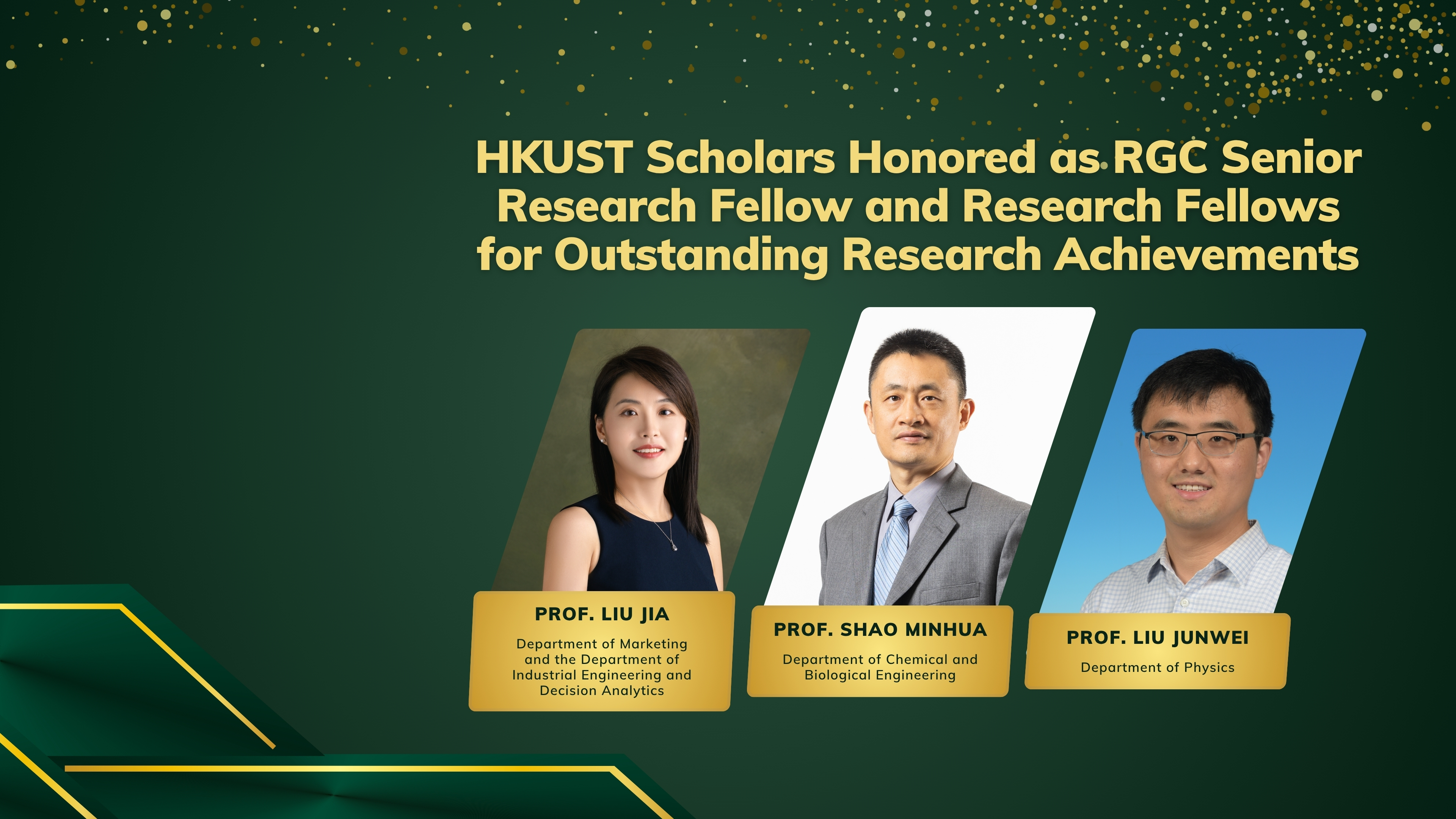 HKUST Scholars Honored as RGC Senior Research Fellow and Research Fellows for Outstanding Research Achievements
