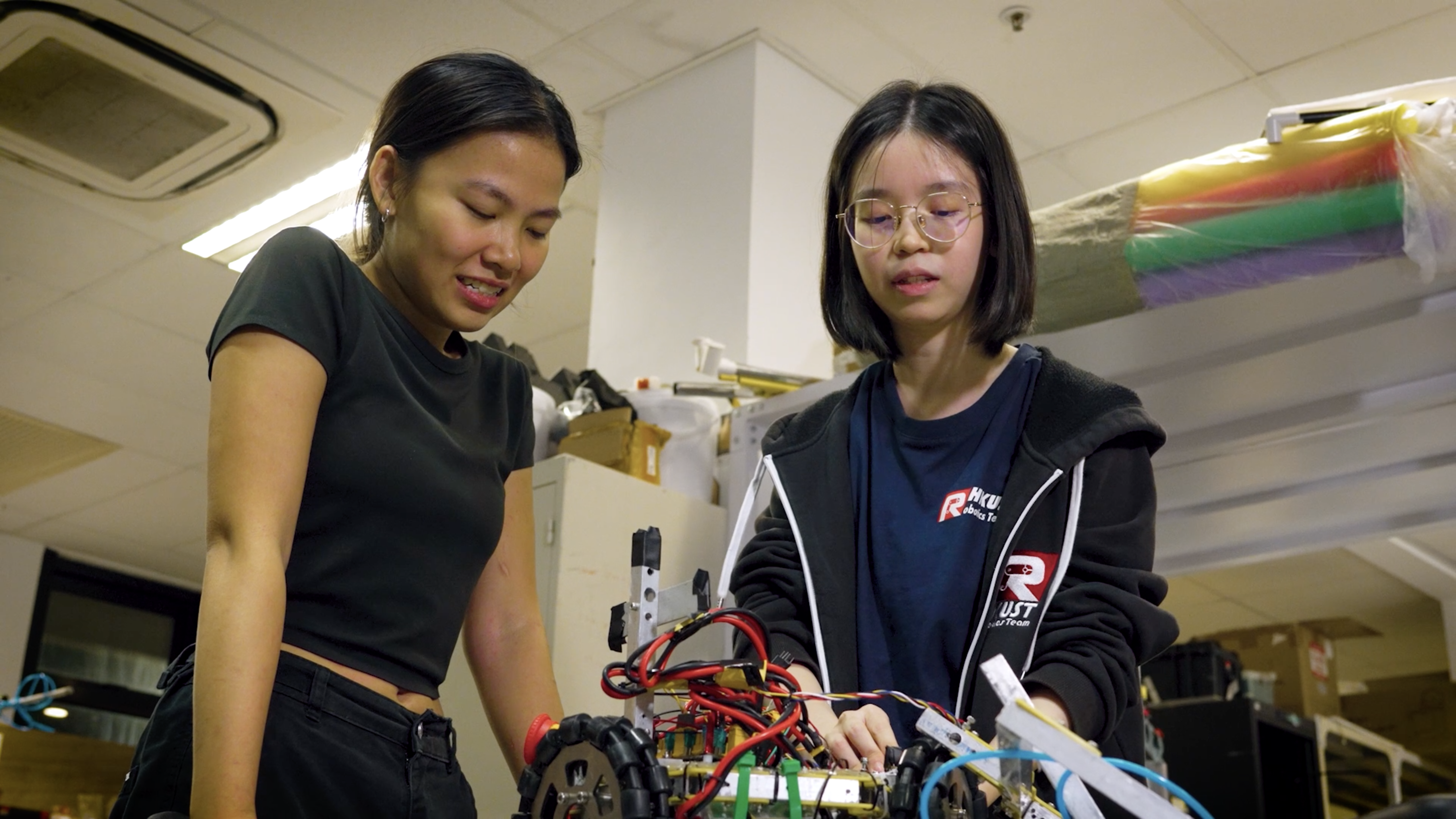 Long before their machines hit the tournament floor, student engineers meticulously wire and reprogram their raw ambitions inside the collaborative workspace.