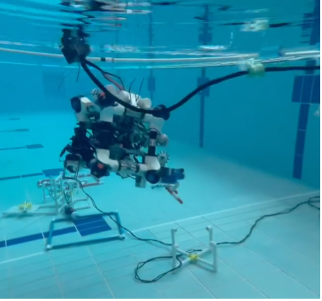 For the ROV team, a small pool right outside their workspace hosts preliminary trials on newly minted submersibles before they move to the campus indoor pool for full-scale rehearsals. (Photo credit: HKUST Robotics Instagram Page @ustrobotics)