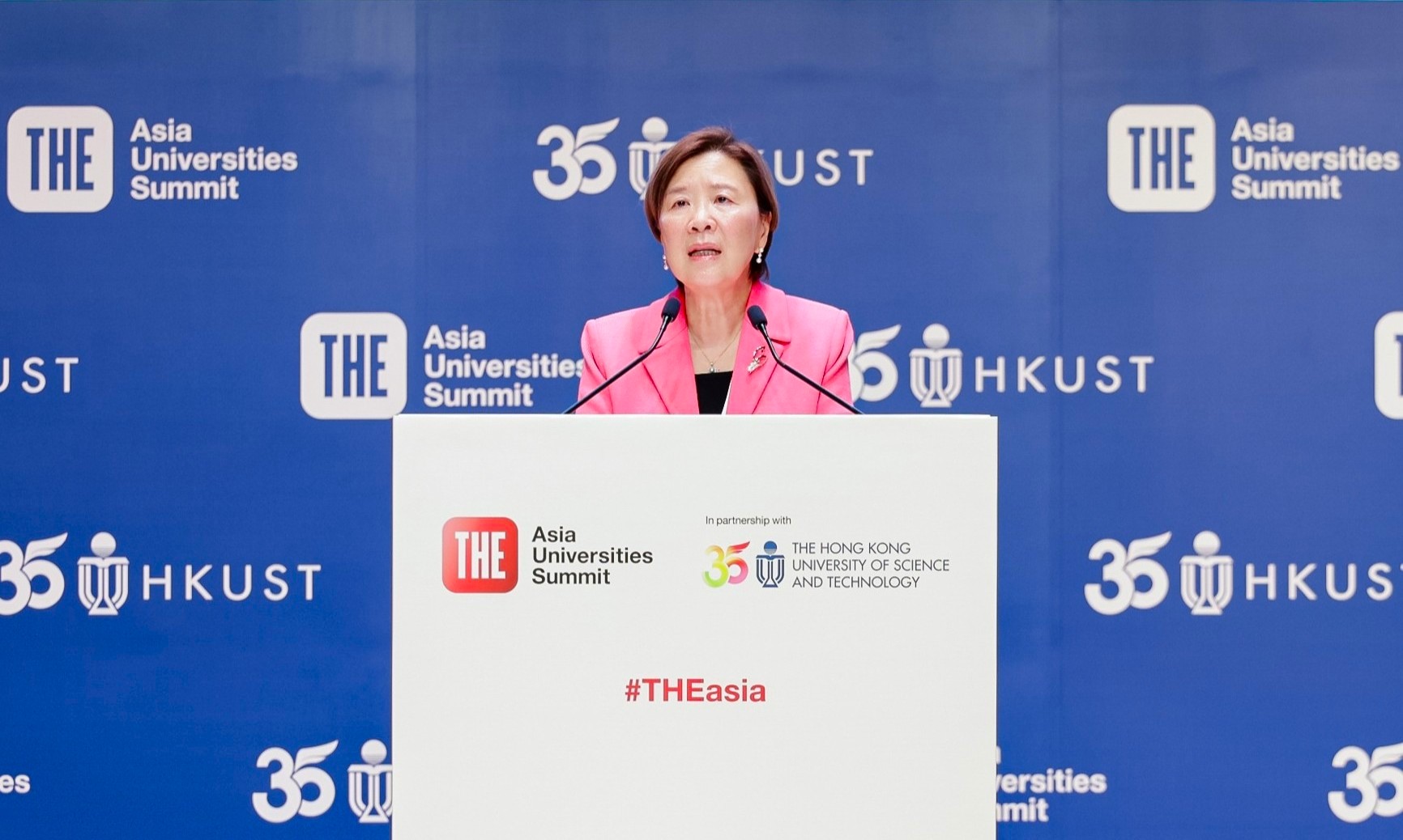 Prof. Nancy Ip addresses the ceremony, underscoring the need for cross-border collaboration and the evolving role of universities in a rapidly changing world
