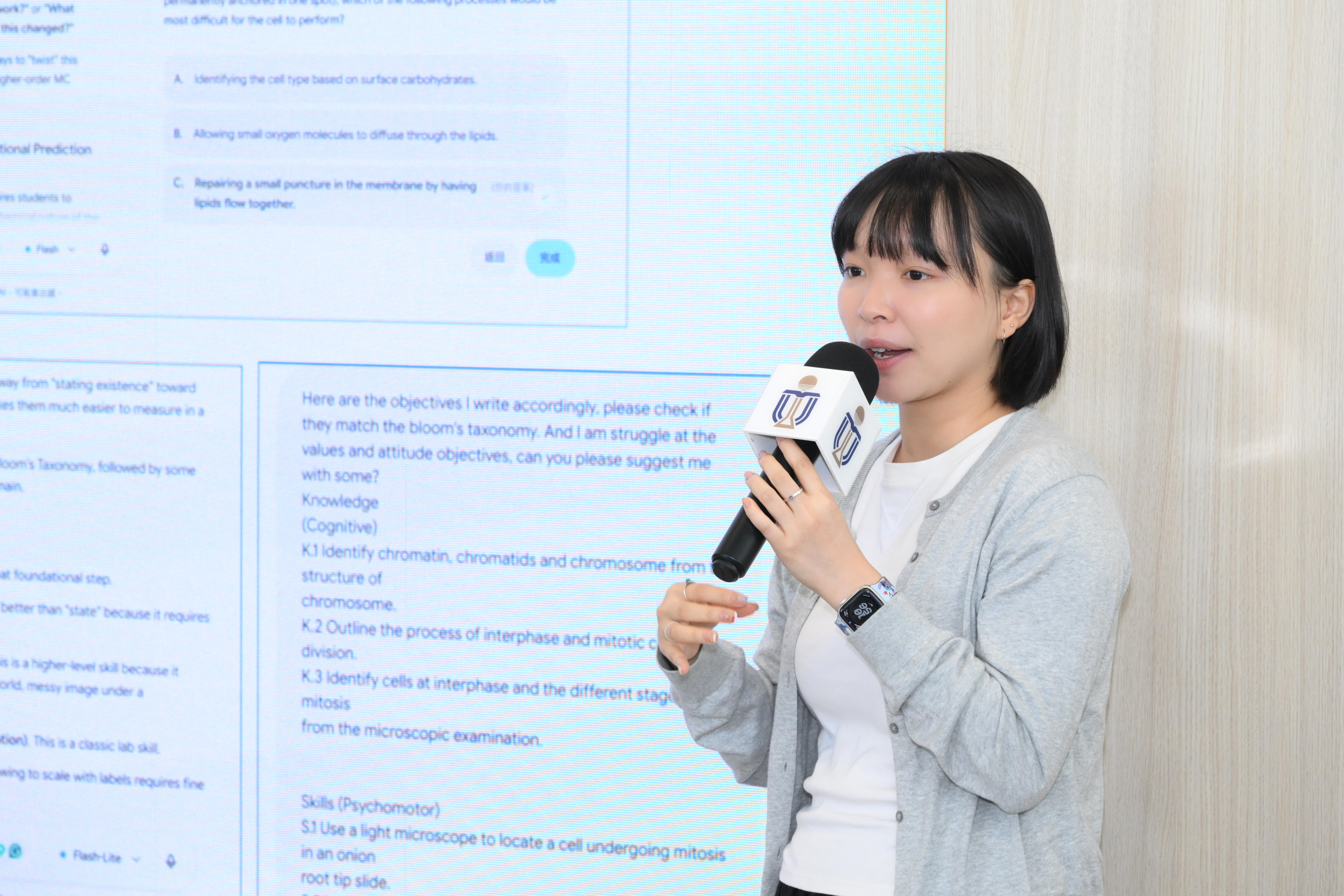 Ms. Audrey CHAN, a 2025 graduate of HKUST’s BSc in Biotechnology program who will become a secondary school teacher, uses AI to support lesson planning and the preparation of teaching materials. 