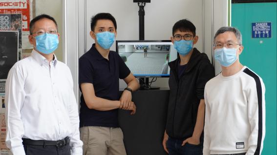 Prof. Richard SO (first left) and his research team members develop a new AI-based Smart Fever Screening System.