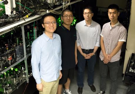Prof. JO Gyu-Boong (second right) and his team members Dr. SONG Bo (left), Phd students HE Chengdong (second left) and REN Zejian (right)