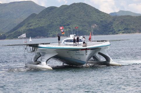  The world's largest solar-powered catamaran MS Tûranor PlanetSolar sailing into Clear Water Bay