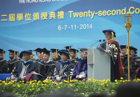  President Tony F Chan congratulates the graduates.