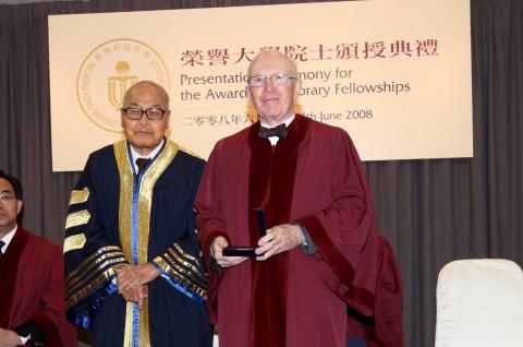  Dr James William Hayes (right) with the Dr the Honorable Sir Sze-Yuen Chung
