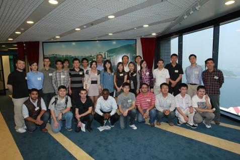 Hong Kong PhD Fellowship Scheme awardees at HKUST posing with their professors.