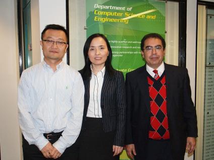 (From right) Prof Mounir Hamdi; Director of HP Labs China Dr Min Wang; and Prof Lei Chen