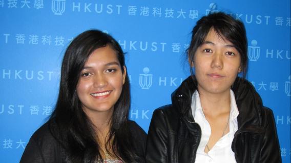 科 大 吸 引 全 球 优 秀 学 生 ﹕ 图 为 萨 尔 瓦 多 状 元 Carolina Garcia （左） 及 取 得 香 港 特 区 政 府 奖 学 金 ﹑ 来 自 泰 国 的 Nitcharee Nittnavakorn 。