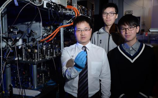  (From left) Prof Du Shengwang, Zhu Lingbang and Aaron Chow Tsz-kiu