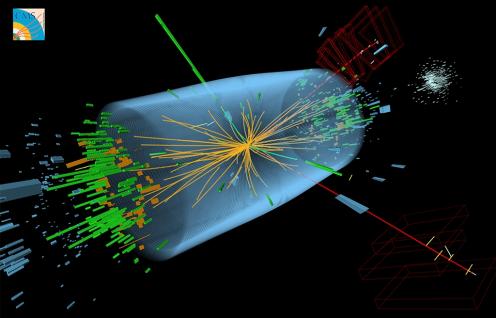 运 用 大 型 强 子 对 撞 机 寻 找 可 能 是 希 格 斯 玻 色 子 的 粒 子 （ 照 片 提 供 ： 欧 洲 核 子 研 究 中 心 ） 。