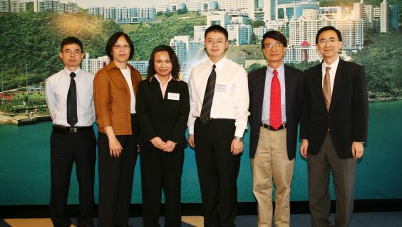 President Paul Chu and his wife Mrs May Chu made a donation of HK$ 1 million to honor two winning Physics students, Miss Ho Cheuk Ting, Cherry and Mr Hong Xiaoping. Their project advisors, Prof Chan Che Ting (first from left) and Prof Michael Loy (first from right) also present at the ceremony to share the happiness. President Paul Chu and his wife Mrs May Chu made a donation of HK$ 1 million to honor two winning Physics students, Miss Ho Cheuk Ting, Cherry and Mr Hong Xiaoping. Their project advisors, Prof Chan Che Ting (first from left) and Prof Michael Loy (first from right) also present at the ceremony to share the happiness.