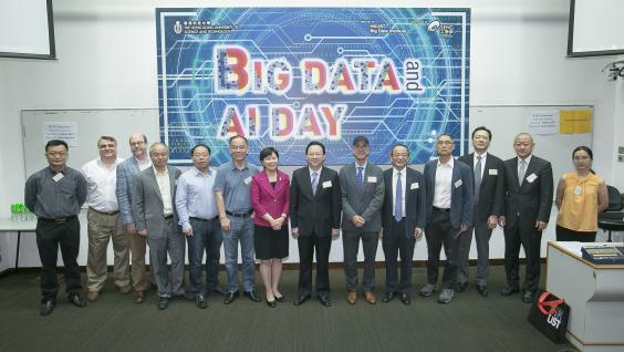 Dr Tieniu Tan, Vice Minister of the Liaison Office of the Central People’s Government in HKSAR (7th from right), HKUST President Prof Tony F Chan (6th from right), Vice-President for Research and Graduate Studies Prof Nancy Ip (7th from left), Dean of Engineering Prof Tim Cheng (5th from right), Prof Qiang Yang, Head of the Department of Computer Science & Engineering and Director of the Big Data Institute (4th from right), with world-class academic and industry leaders in Big Data and AI fields, and HKUST faculty. Dr Tieniu Tan, Vice Minister of the Liaison Office of the Central People’s Government in HKSAR (7th from right), HKUST President Prof Tony F Chan (6th from right), Vice-President for Research and Graduate Studies Prof Nancy Ip (7th from left), Dean of Engineering Prof Tim Cheng (5th from right), Prof Qiang Yang, Head of the Department of Computer Science & Engineering and Director of the Big Data Institute (4th from right), with world-class academic and industry leaders in Big Data and AI fields, and HKUST faculty.