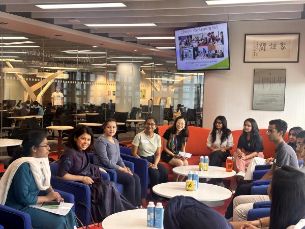 Consul General of India in Hong Kong and Macau Ms. Satwant KHANALIA (secondleft) engaged in an interaction session with Indian students currently studying at HKUST.
