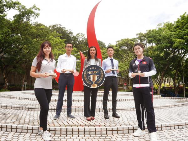 HKUST Undergraduate Recruitment & Admissions Director Prof. Emily NASON (middle) and four students admitted via SNDAS and SALSA met the media today. 