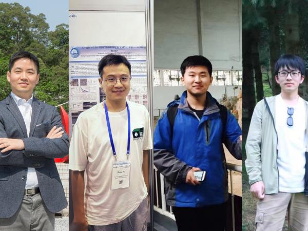 (From left) Prof. Fan Zhiyong and co-first authors Dr. Zhou Yu (postdoc), Dr. Sun Zhibo (postdoc), and Ding Yucheng (PhD student).