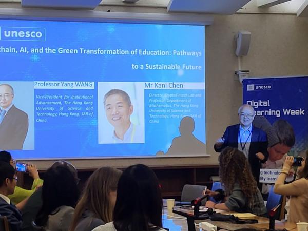 HKUST Vice-President for Institutional Advancement Prof. WANG Yang and Prof. Kani CHEN, Program Director of MSc in Financial Mathematics and Co-Director of Risk Management and Business Intelligence Program share how blockchain, AI and green transformation of education industry could shape our sustainable future.