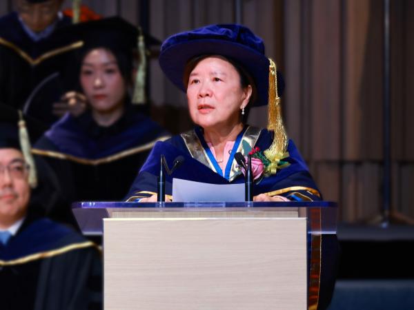 Prof. Nancy IP addresses the ceremony.