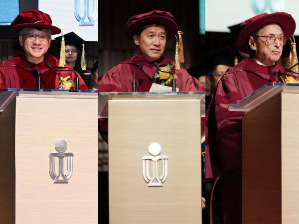 (from left) Dr. Jensen HUANG, Mr. Tony LEUNG Chiu-Wai and Prof. Michael LEVITT