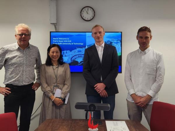 Delft University of Technology Prof. Ir. Daan VAN EIJK (first left) engaged in a productive meeting with Prof. Rob SCHARFF (second right) from HKUST’s Division of Integrative Systems & Design, Prof. Benjamin STEUER (first right) from the Division of Environment & Sustainability and Ms. Yvonne LI (second left), Head of Global Engagement and Greater China Affairs.