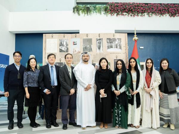 A group photo of the HKUST team with H.E. Shaikh SAOUD ALI AL MUALLA (fifth left) and representatives from the Consulate General of the UAE in Hong Kong.