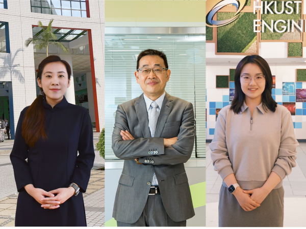 The Civil and Environmental Engineering research team comprised Chair Professor CHEN Guanghao (center) and postdoctoral researcher Dr. ZHANG Zi (left), both corresponding authors, and PhD student XIAO Chengyu (right), the first author.