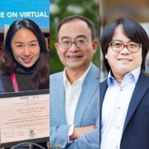 Prof. XU Xian (Research Assistant Professor, AMC &amp; EMIA), Prof. QU Huamin (Dean, AIS), Prof. HUI Pan (Chair Professor, EMIA)